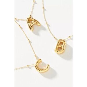 ANTHROPOLOGIE NWT Gold-Plated Bubble Monogram Pendant Necklace